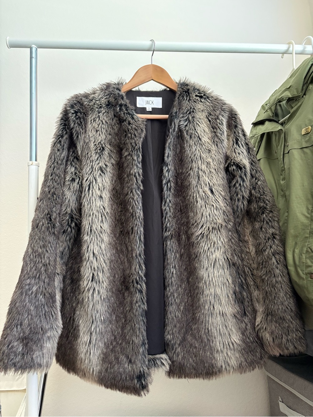 Jack by BB Dakota Faux Fur Teddy Jacket in Gray-Brown